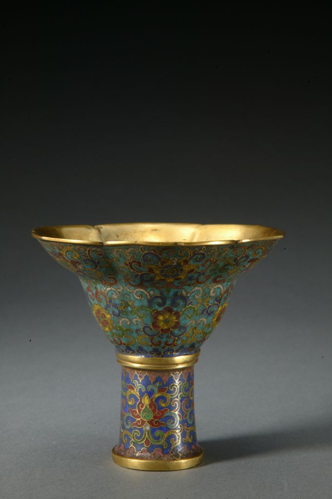 图片[1]-Qianlong style filigree enamel flower pattern high foot cup-China Archive